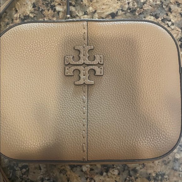 Tory Burch Beige/Biscotti Tan Leather Tassel Crossbody Bag - Picture 2 of 5